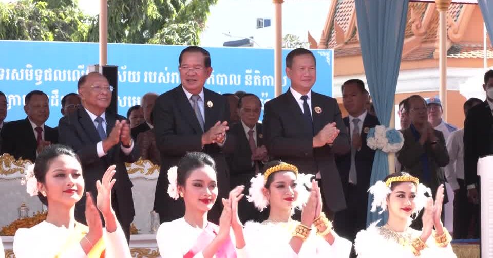 Hun Sen and Hun Manet at the event marking 74th founding anniversary of CCP June 28,2025
