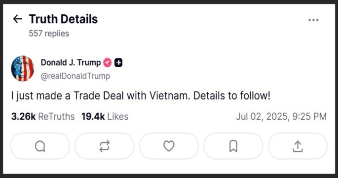 Trump posts made deal with Vietnam