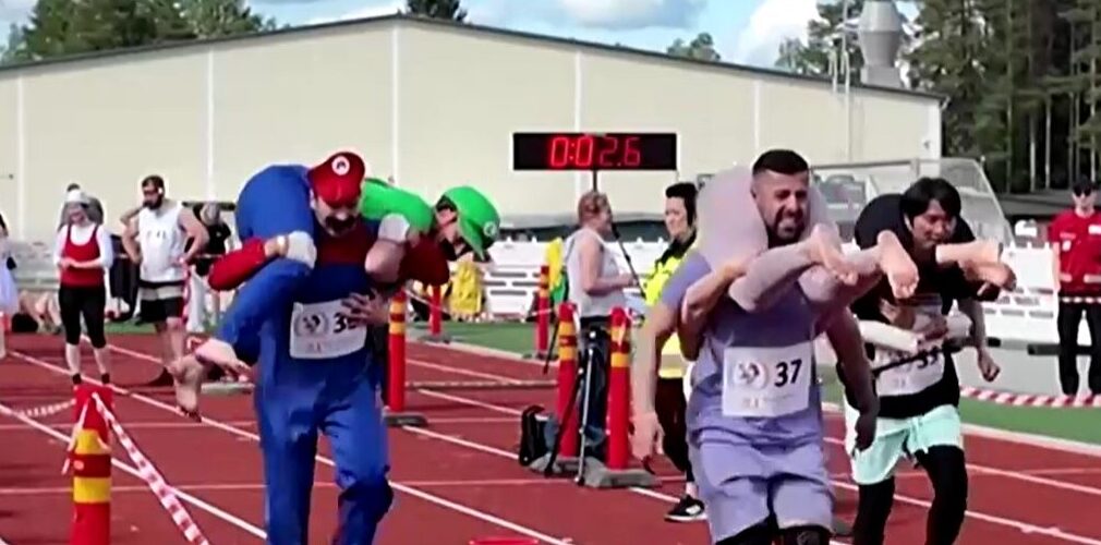 participants in Wife Carrying World Championships in Finland