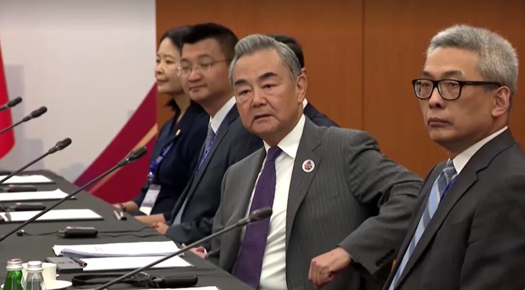 Chinese Foreign Minister Wang Yi in meeting