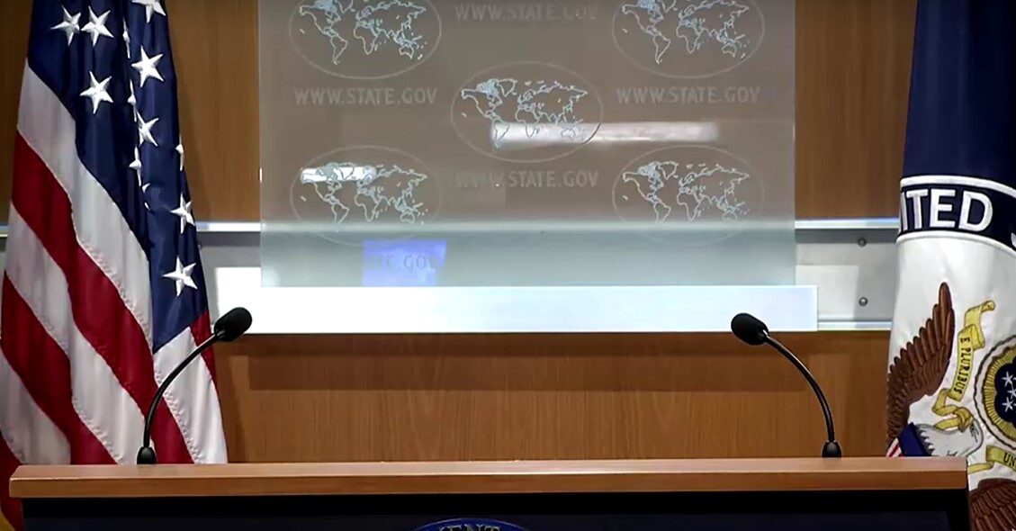 press conference podium of State Department