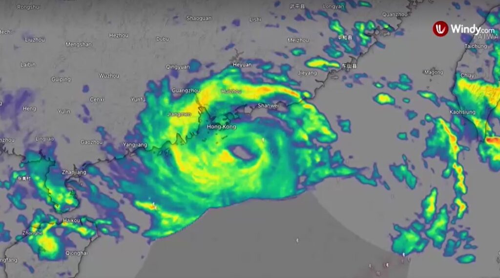weather radar over Hong Kong as typhoon Wipha approaches city