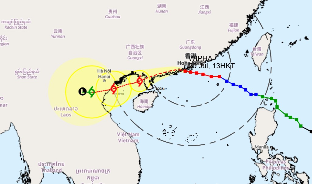 path of typhoon Wipha 