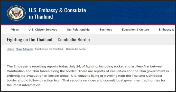 U.S.Embassy's statement on fighting on the Thailand-Cambodia border with border