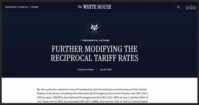 White House wevsite on Trump modified tariffs with border
