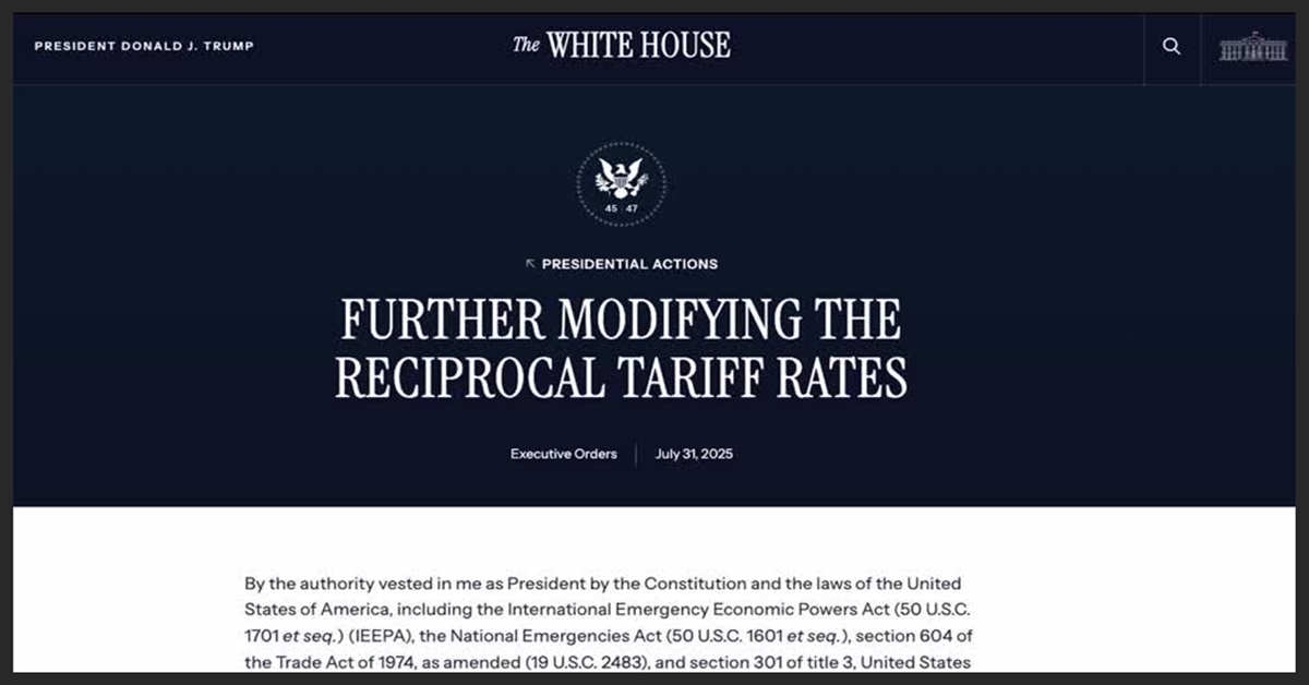 White House wevsite on Trump modified tariffs with border