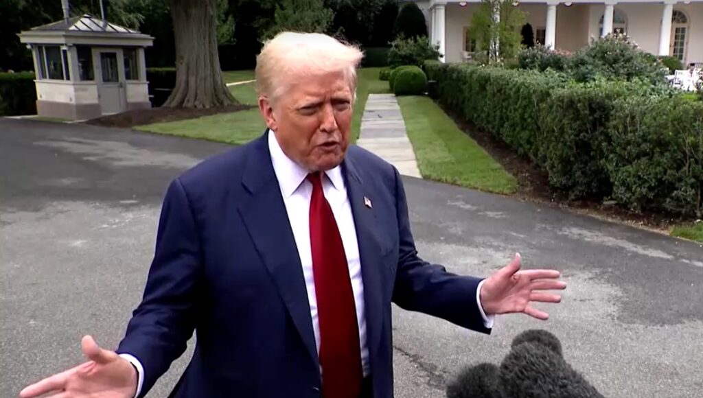 Trump talks with reporters