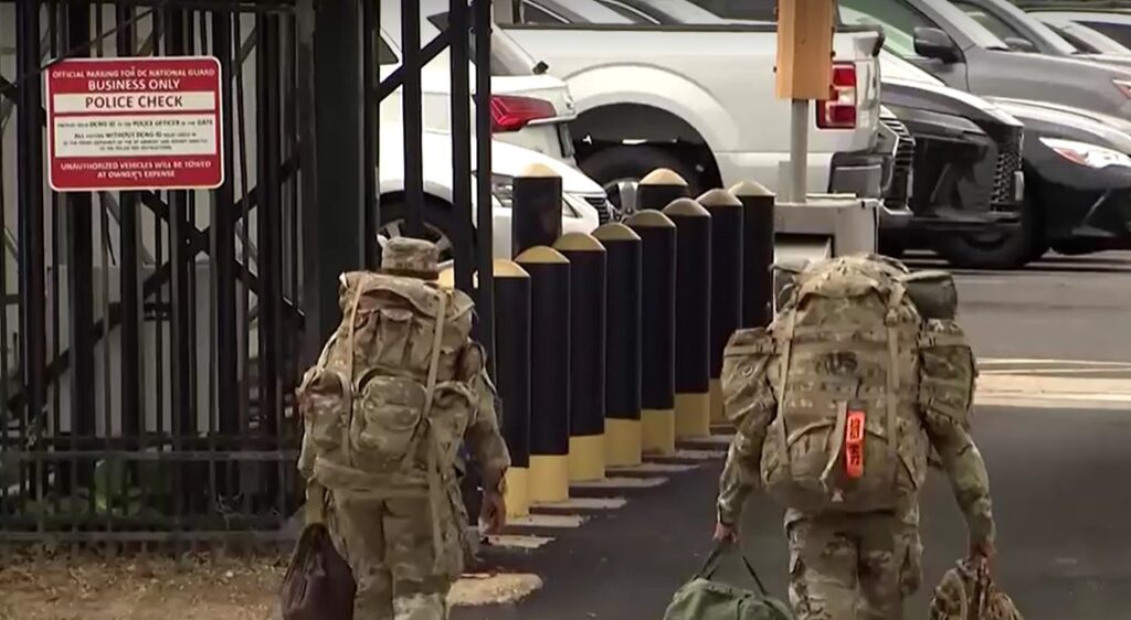Members of National Guard walking 2