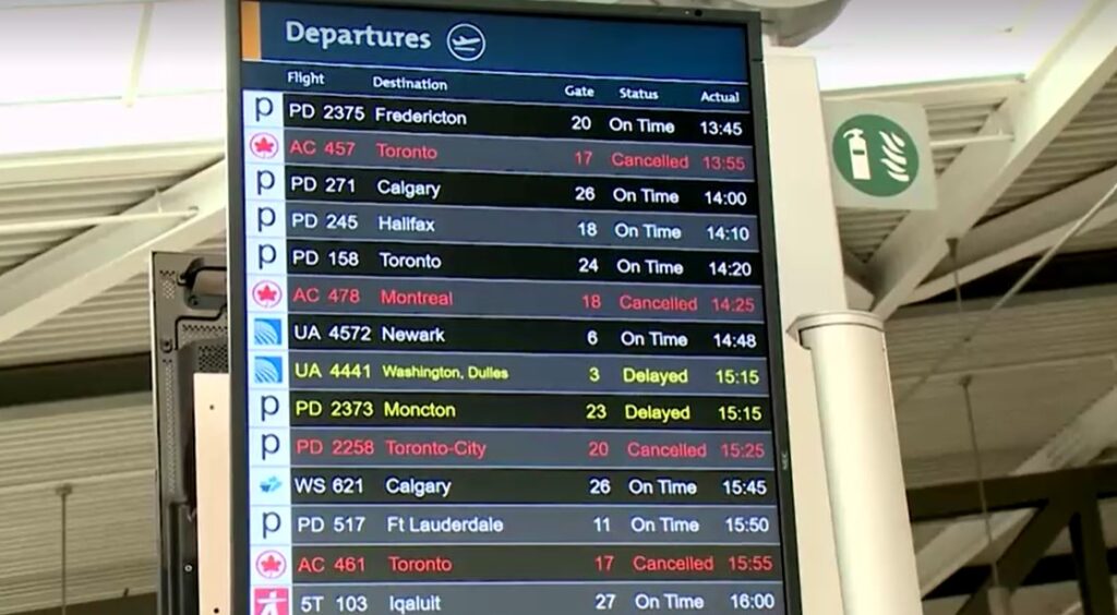 Air Canada flight cancelled