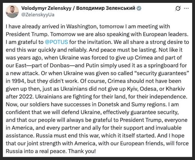 Zelenskiy says hopes 'joint strength' with US, Europe will compel Russia to peace