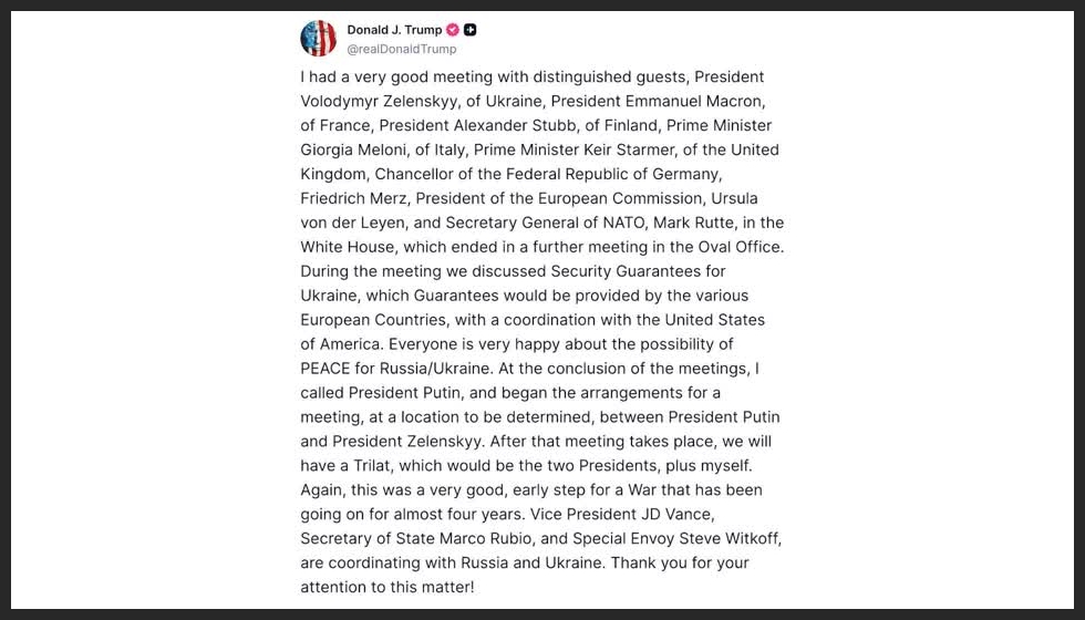 Trump says arrangements being made for Zelesnkiy-Putin meeting