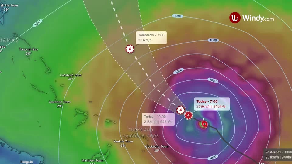 Erin's trajectory as it re-intensifies into category 4 hurricane