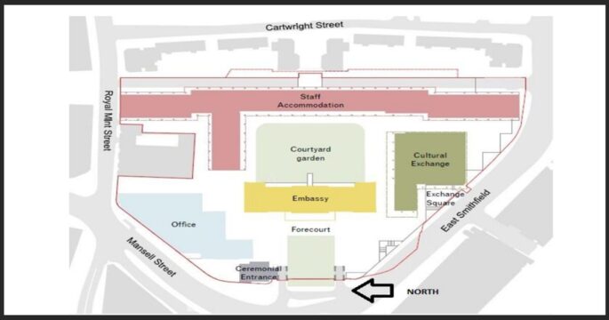 Proposed China embassy in London layout