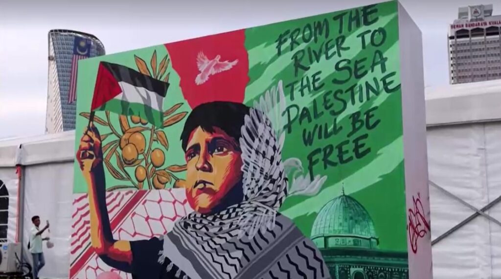 Painting in Malaysia shown supporting for Palestine