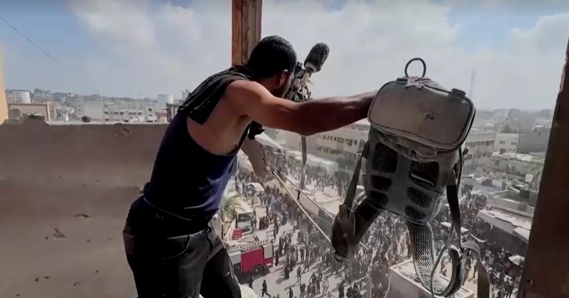 Reuter's cameraman shows equipments damaged in Israeli attacks hospital in Gaza