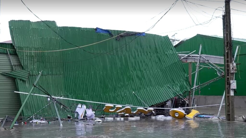 damaged shop from typhoon in Nghe An, Vietnam