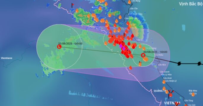 Satellite imagery of storm Nongfa August 30, 2025