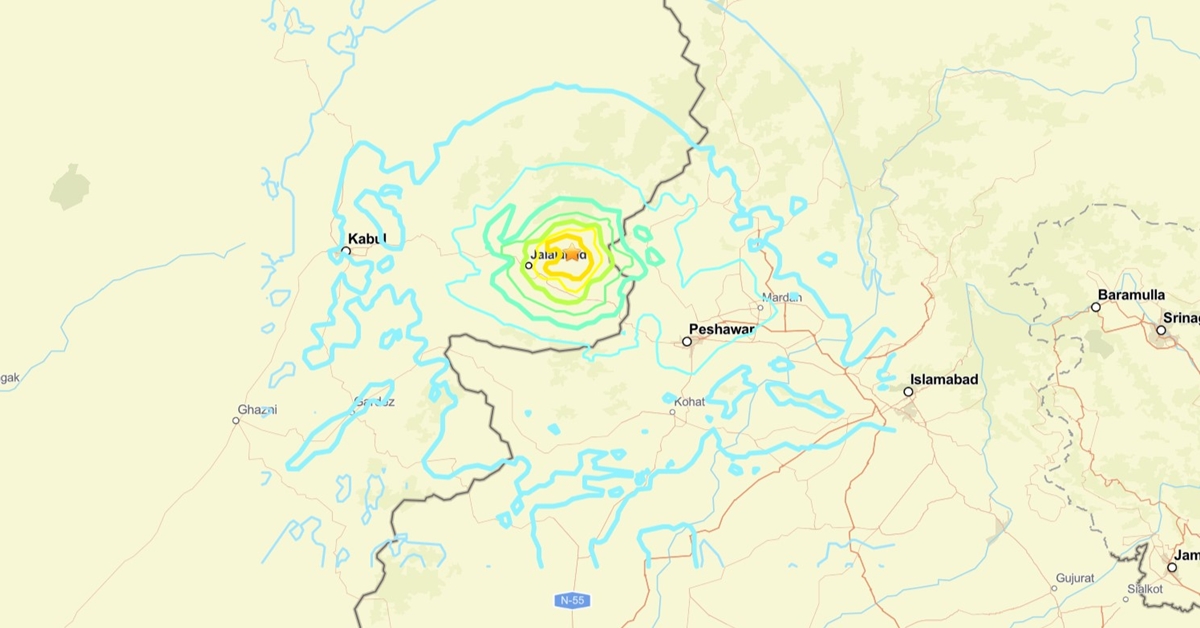 Map of earthquake in Afganistan