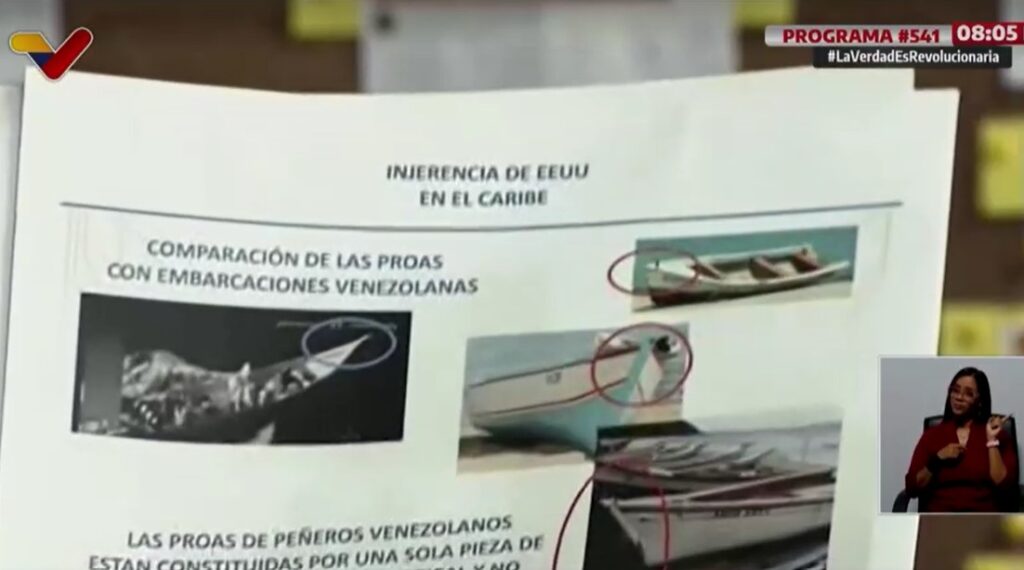 Venezuela Minister presented images of the destroyed boat