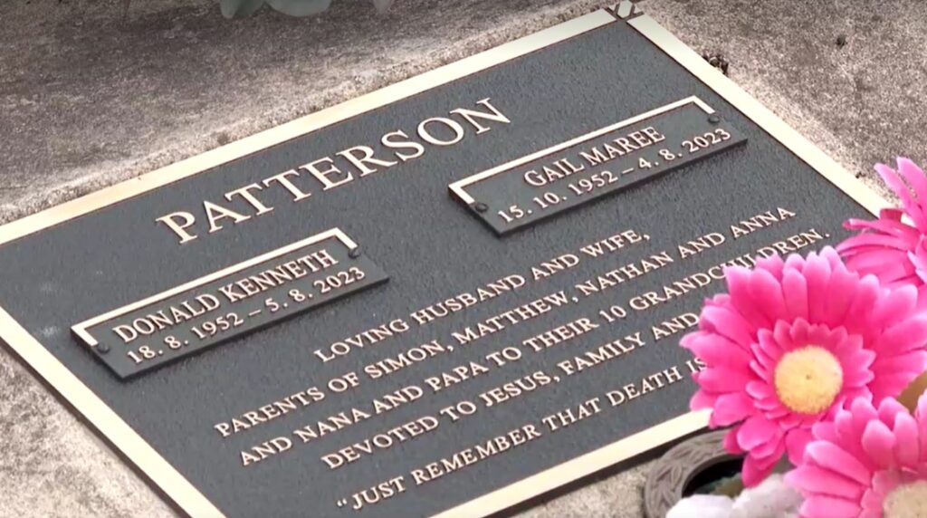 Donald Patterson and Gail Patterson gravestone plaque