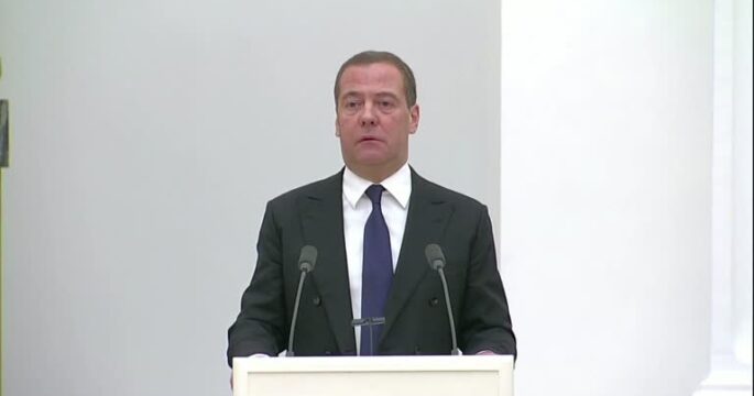 former Russian president Dmitry Medvedev Feb 21, 2022