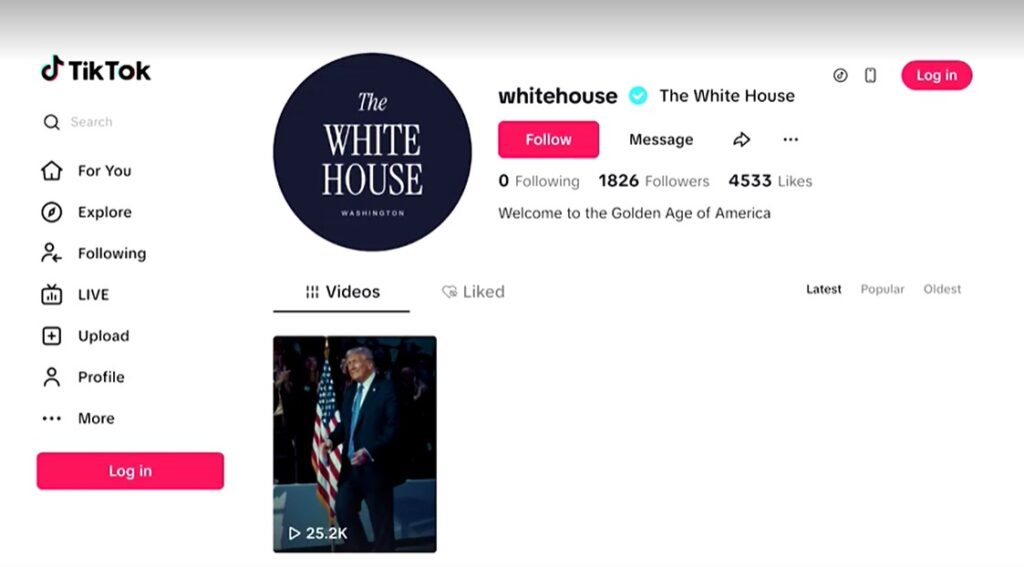 White House launches official TikTok account August 19, 2025