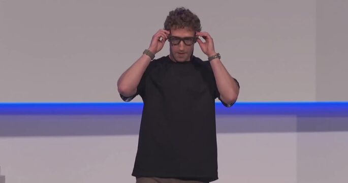 Mark Zuckerberg demonstrates smart glasses