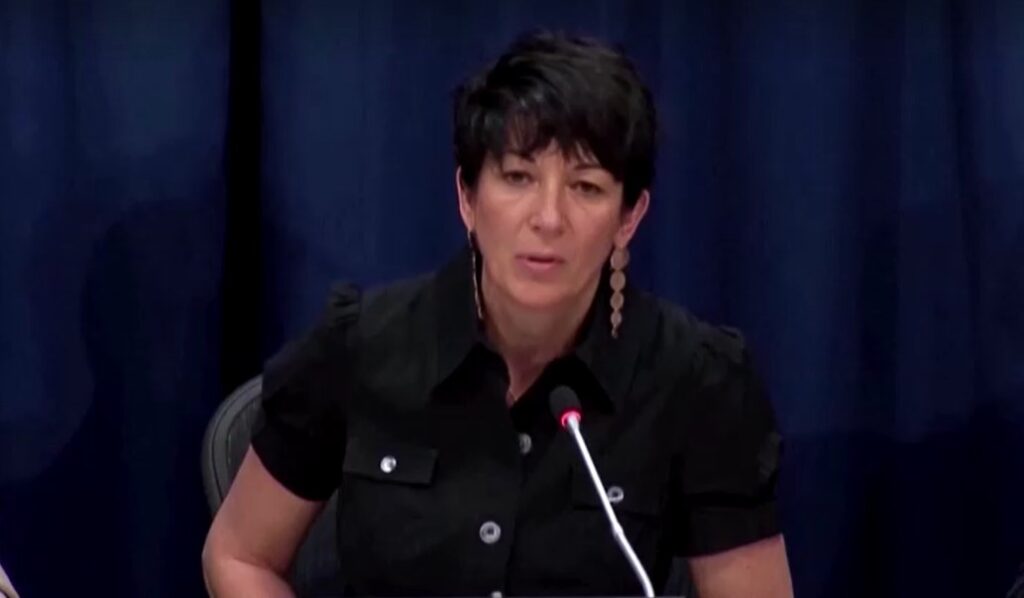 Epstein associate Ghislaine Maxwell speaking at news conference in 2013