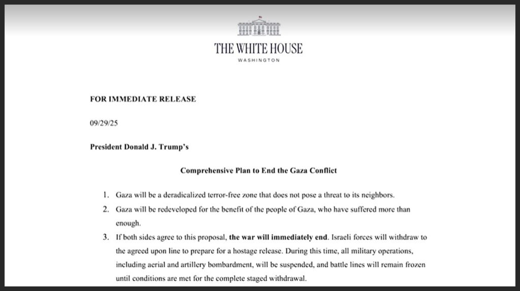 White House releases Trump's plan to end the war in Gaza